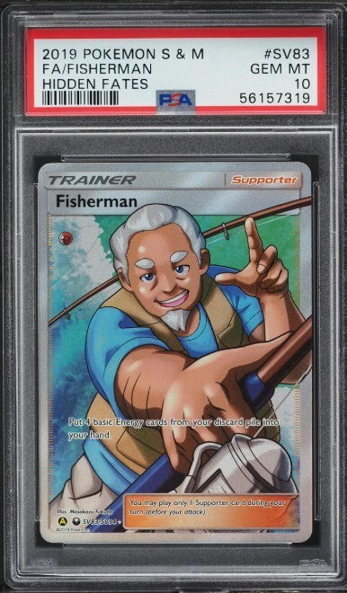 PSA 10 GEM MINT Fisherman Full Art SV83/SV94 Hidden Fates Holo Rare Pokemon Card