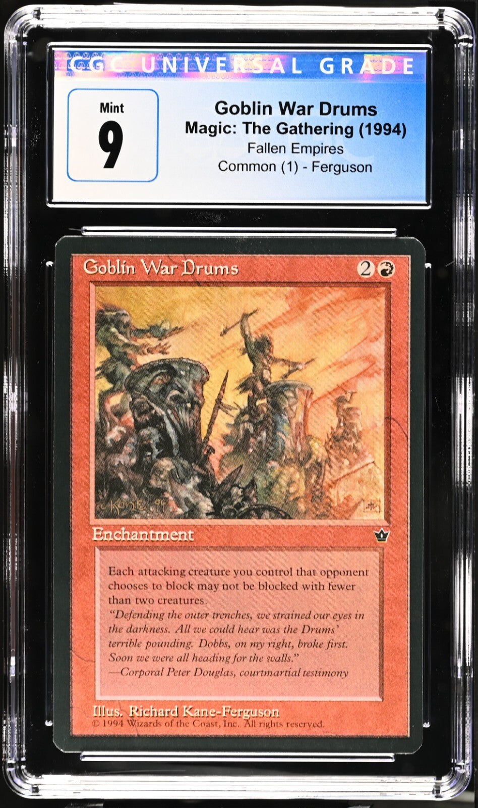 Set of 3 1994 Magic the Gathering MTG Fallen Empires Goblin War Drums CGC 9 Mint