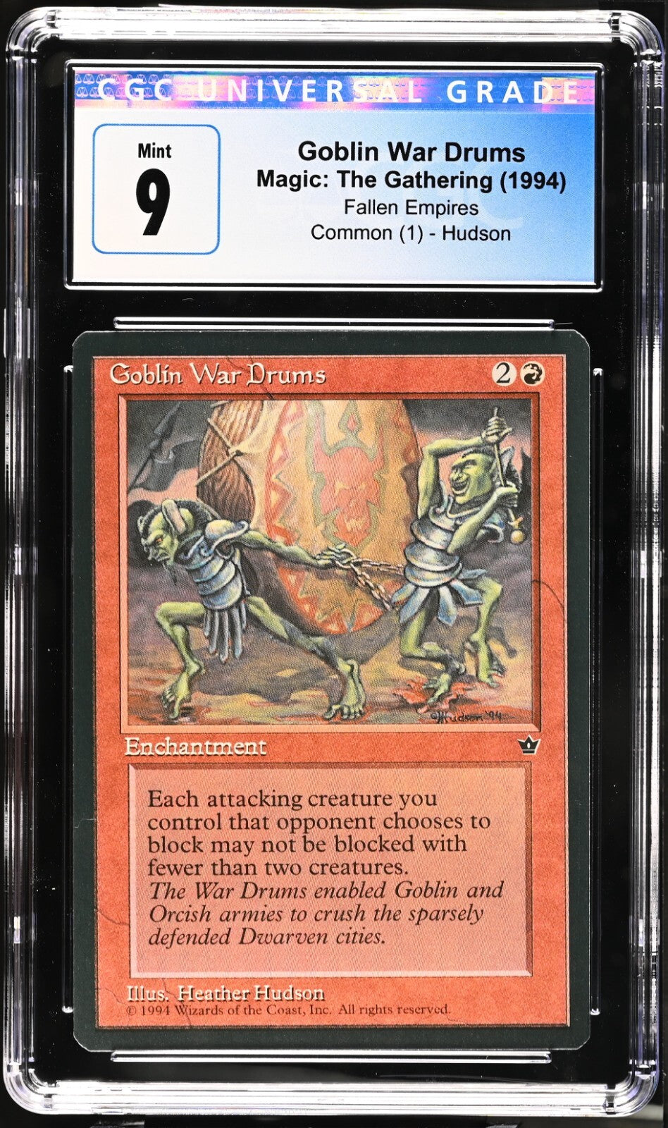 Set of 3 1994 Magic the Gathering MTG Fallen Empires Goblin War Drums CGC 9 Mint