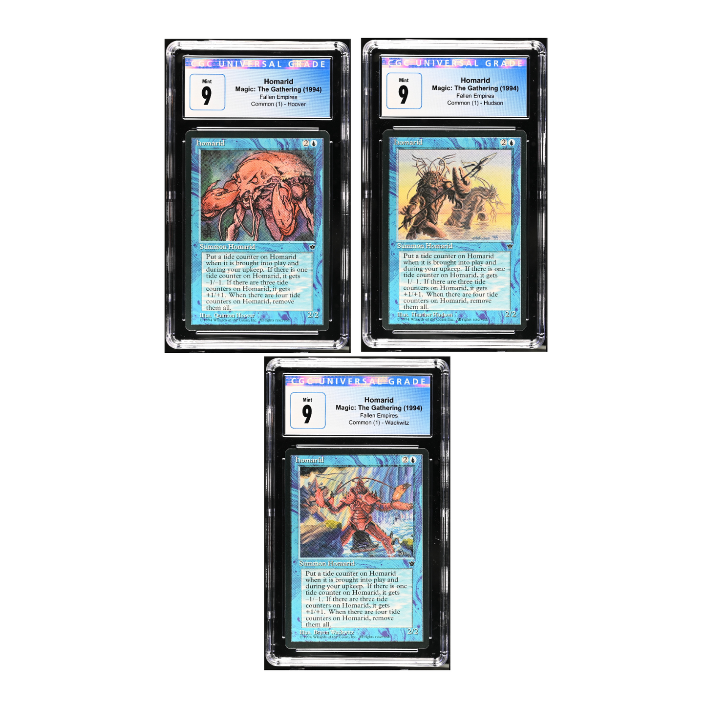 Set of 3 1994 Magic the Gathering MTG Fallen Empires Homarid CGC 9 Mint