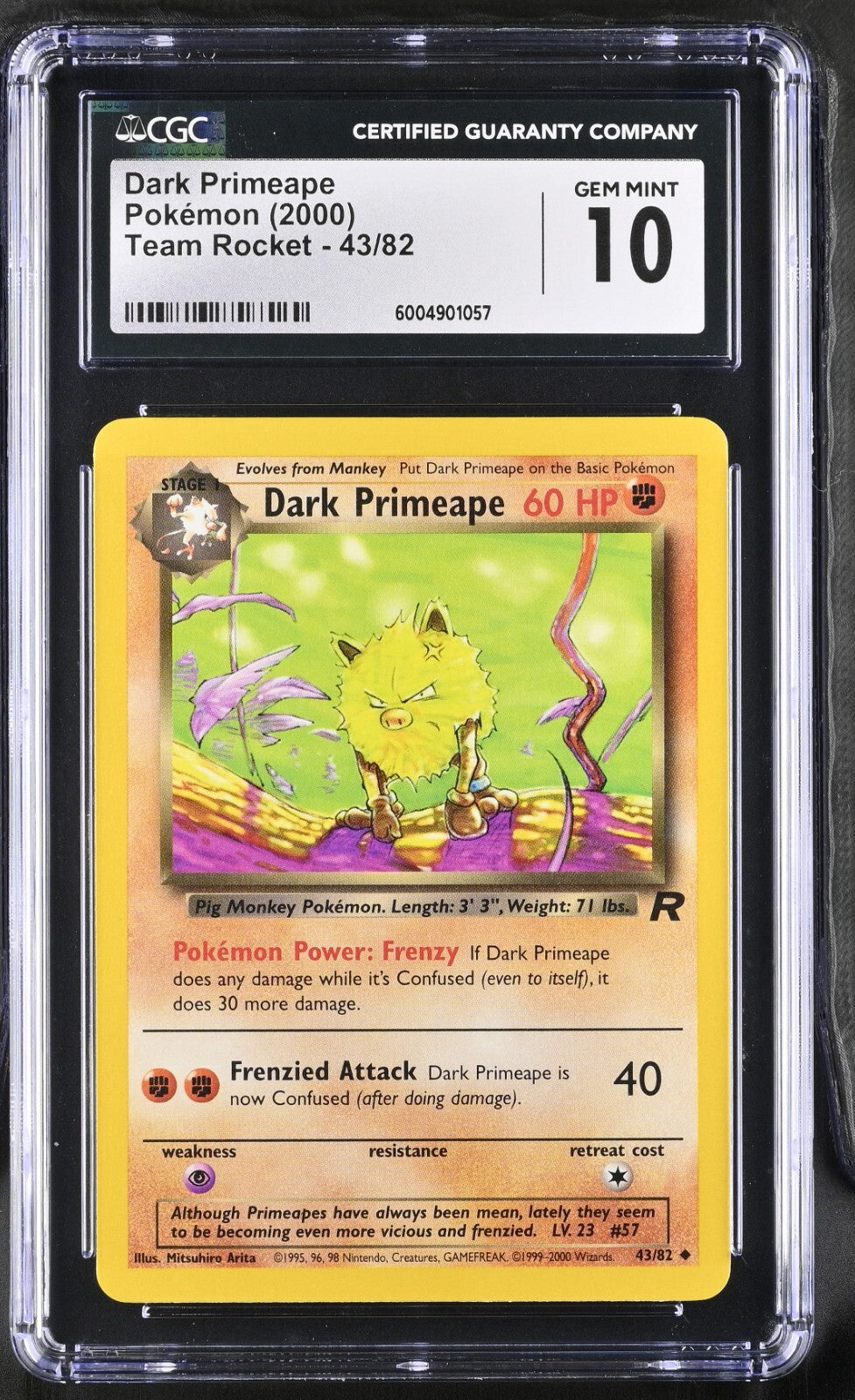 Pokemon Team Rocket 2000 43/82 Dark Primeape CGC 10 GEM MINT
