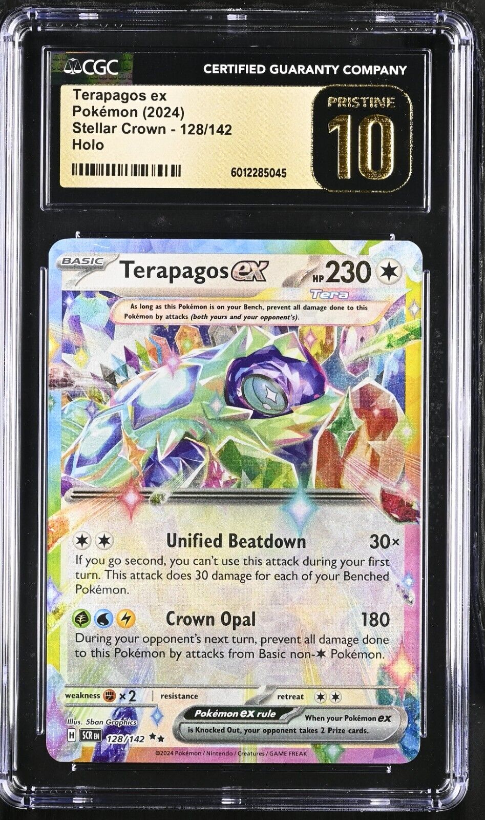CGC PRISTINE 10 Terapagos ex 128/142 Stellar Crown Pokemon Card LOW POP 1 of 22