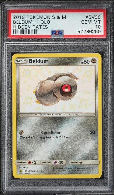 Pokemon 2019 Hidden Fates #SV30 Shiny Beldum Holo PSA 10 GEM MINT