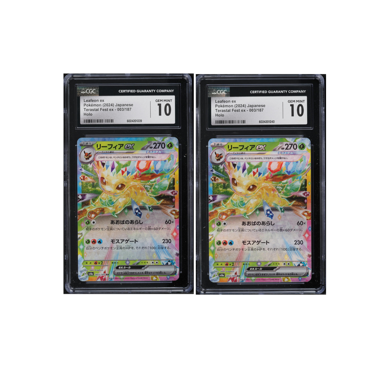 TWO CGC 10 Leafeon ex Holo 003 Terastal Fest Ex Japanese Pokemon Sequential