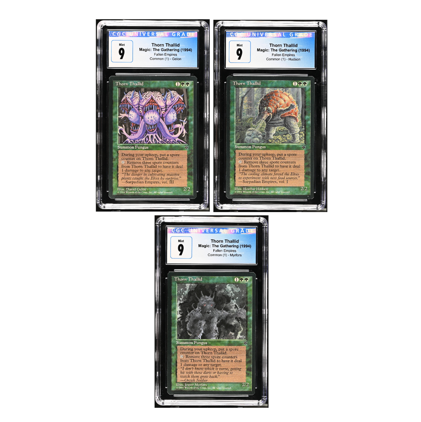 Set of 3 1994 SEQUENTIAL Magic MTG Fallen Empires Thorn Thallid CGC 9 Mint