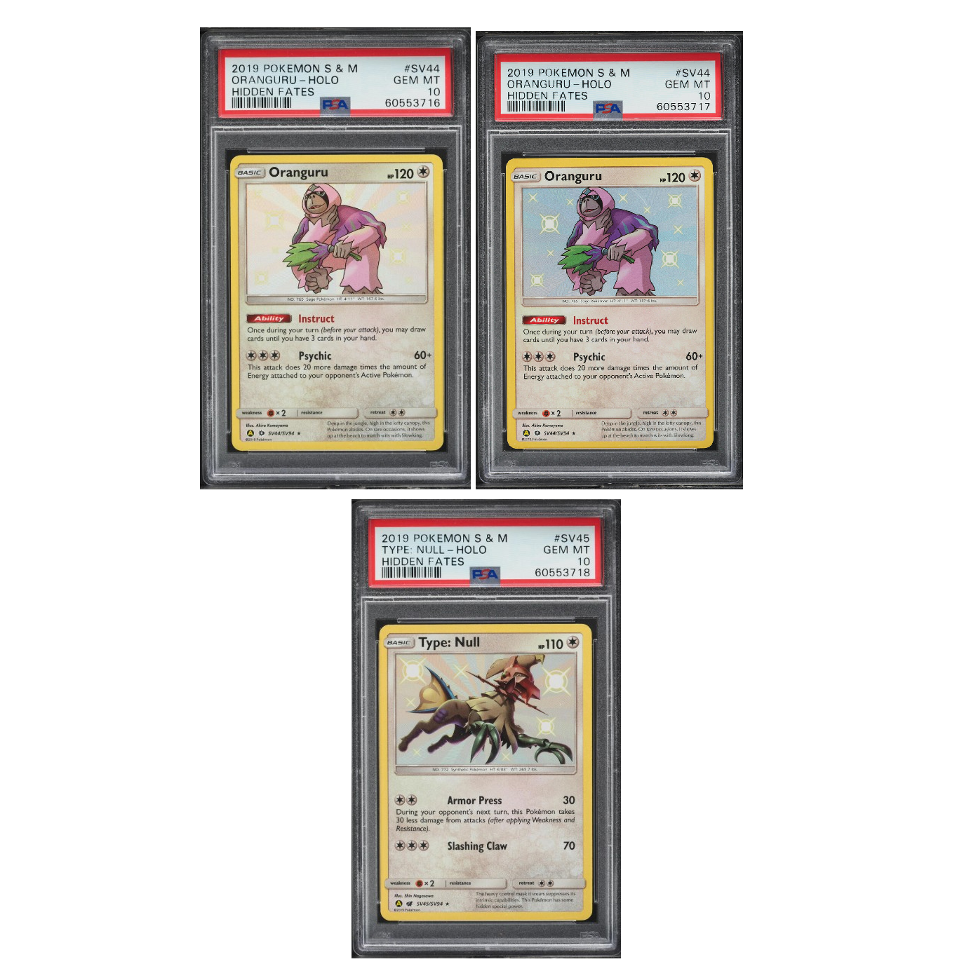 2019 Pokemon S & M Hidden Fates #SV44-45 Hidden Fates PSA 10 Three Sequential