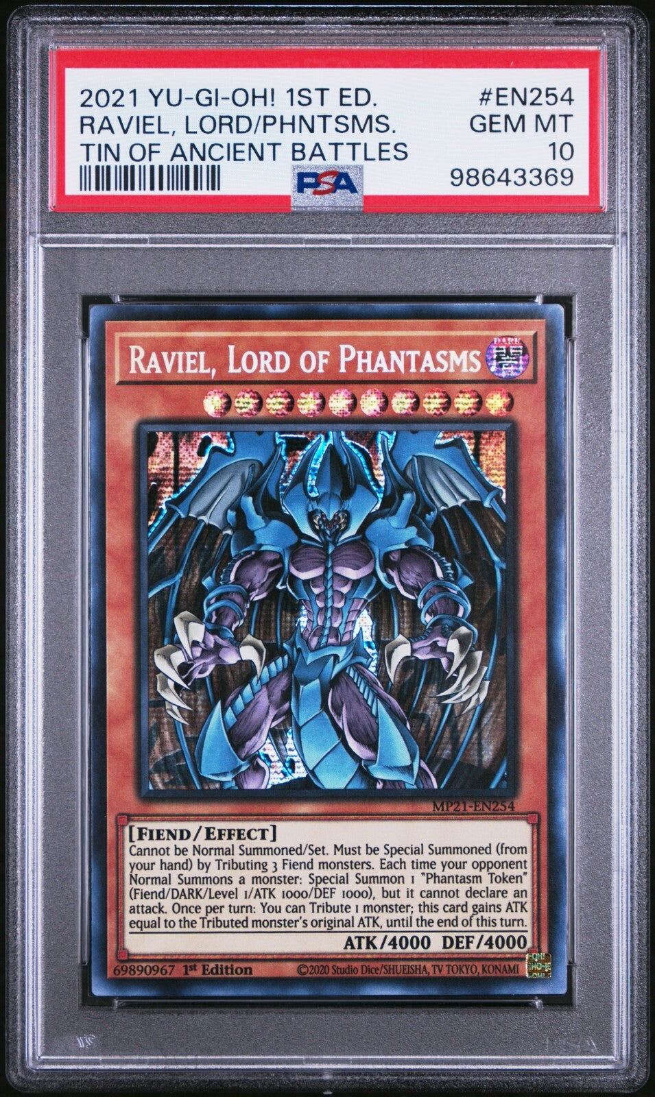 Yu-Gi-Oh! Raviel, Lord of Phantasms 2021 Tin of Ancient Batte PSA 10 Sequential