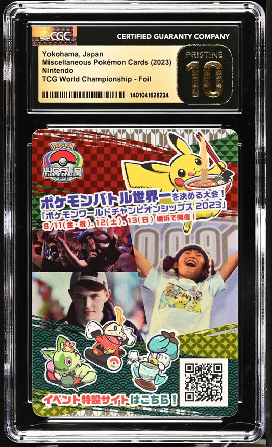 CGC 10 Pristine Pokemon Yokohama Japan 2023 World Championship Holo Deck Insert