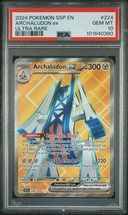 2024 Archaludon ex 224/191 Ultra Rare Pokemon Surging Sparks PSA 10