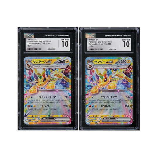TWO SEQUENTIAL CGC 10 JAPANESE POKEMON Jolteon EX 052/187 Terastal Festival