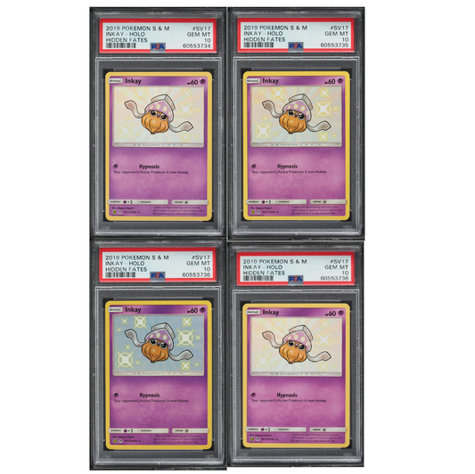 2019 POKEMON SUN & MOON HIDDEN FATES #SV17 INKAY PSA 10 HOLO 4 SEQUENTIAL CARDS