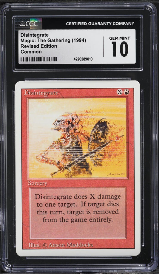 1994 Magic The Gathering Revised Disintegrate CGC 10 GEM MINT Low Pop
