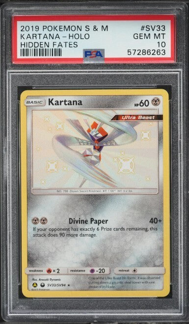 Pokemon 2019 Hidden Fates #SV33 Shiny Kartana Ultra Beast Holo PSA 10 GEM MT