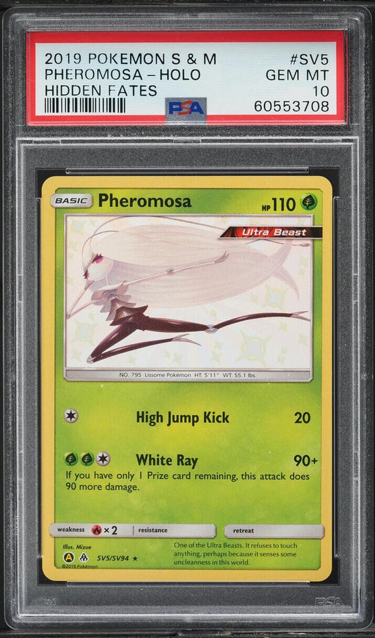 Pokemon 2019 Hidden Fates #SV5 Shiny Pheromosa Ultra Beast Holo PSA 10 GEM MINT
