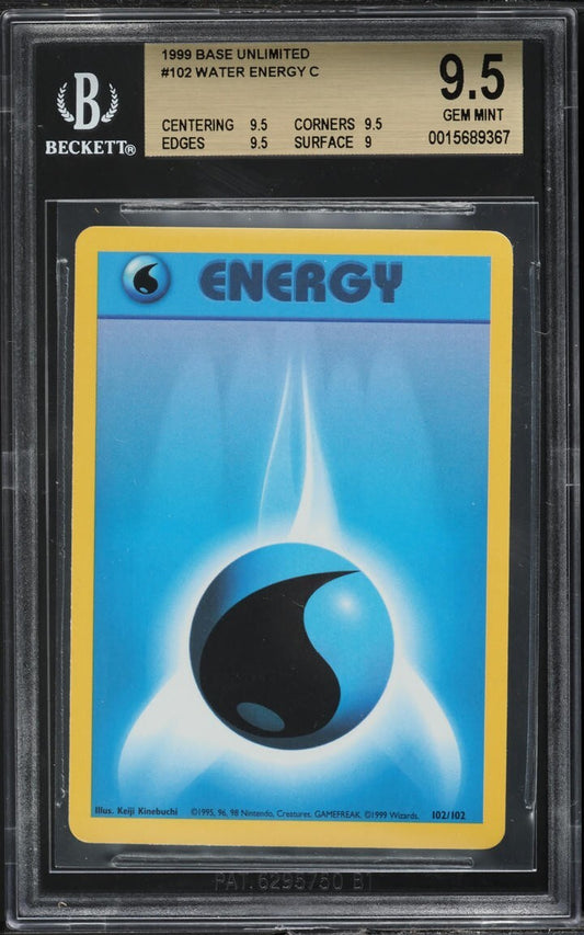 1999 POKEMON BASE SET UNLIMITED #102 WATER ENERGY BGS 9.5