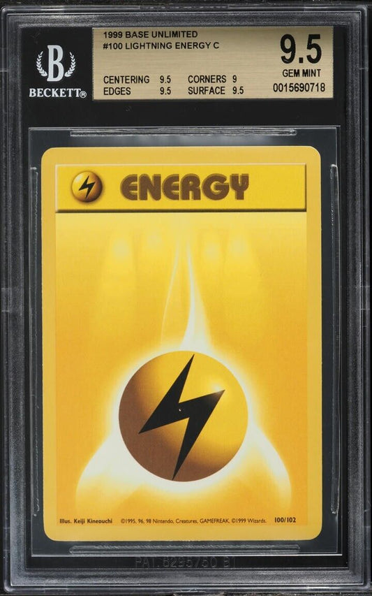 1999 POKEMON BASE SET UNLIMITED #100 LIGHTNING ENERGY BGS 9.5