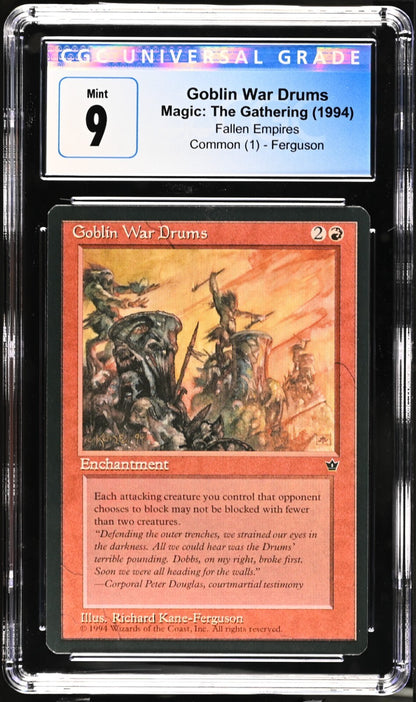 Set of 3 1994 Magic the Gathering MTG Fallen Empires Goblin War Drums CGC 9 Mint