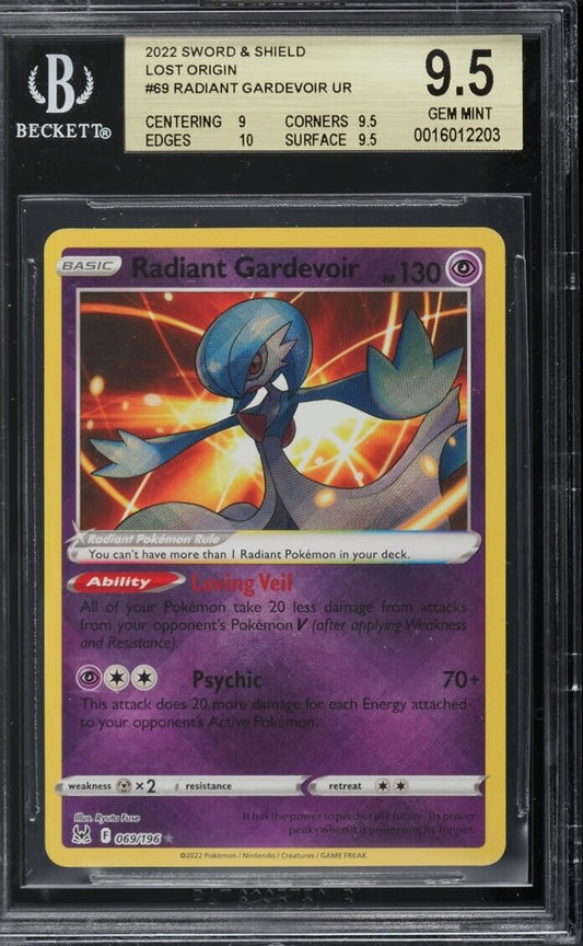 2022 POKEMON SWORD & SHIELD LOST ORIGIN #069 RADIANT GARDEVOIR BGS 9.5