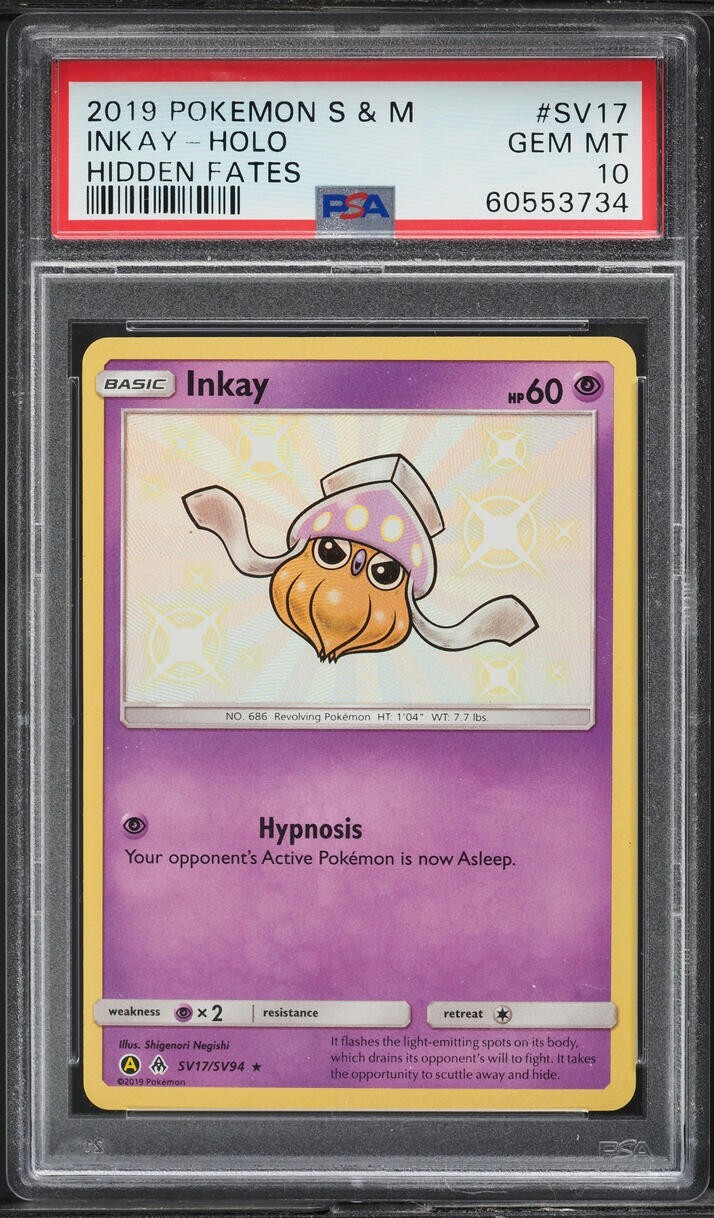 2019 POKEMON SUN & MOON HIDDEN FATES #SV17 INKAY PSA 10 HOLO 4 SEQUENTIAL CARDS