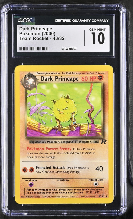 Pokemon Team Rocket 2000 43/82 Dark Primeape CGC 10 GEM MINT