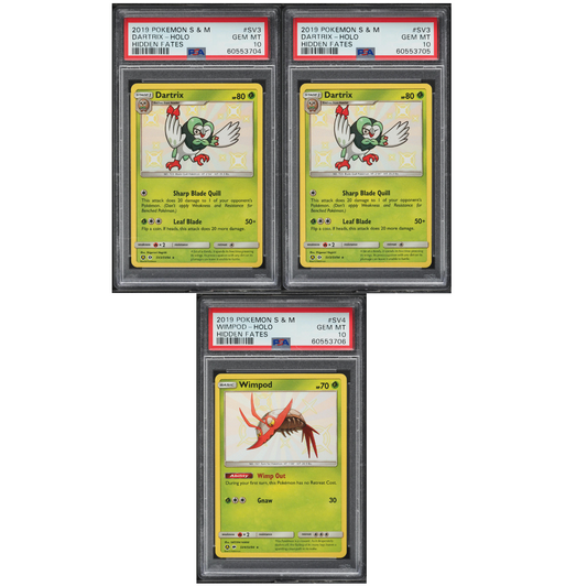 2019 Pokemon Sun & Moon Hidden Fates #SV3-4 Hidden Fates PSA 10 Three Sequential