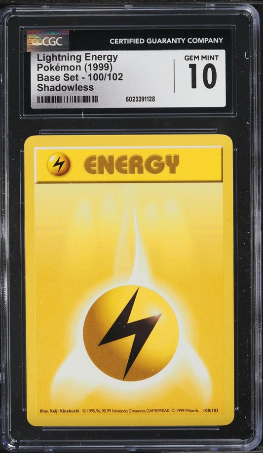 CGC 10 GEM MINT Lightning Energy 100/102 Base Set SHADOWLESS Pokemon Card