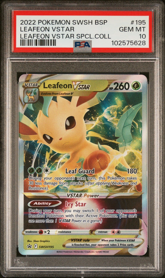 Pokemon 2022 Sword & Shield Black Star Promo SWSH195 LEAFEON VSTAR PSA 10
