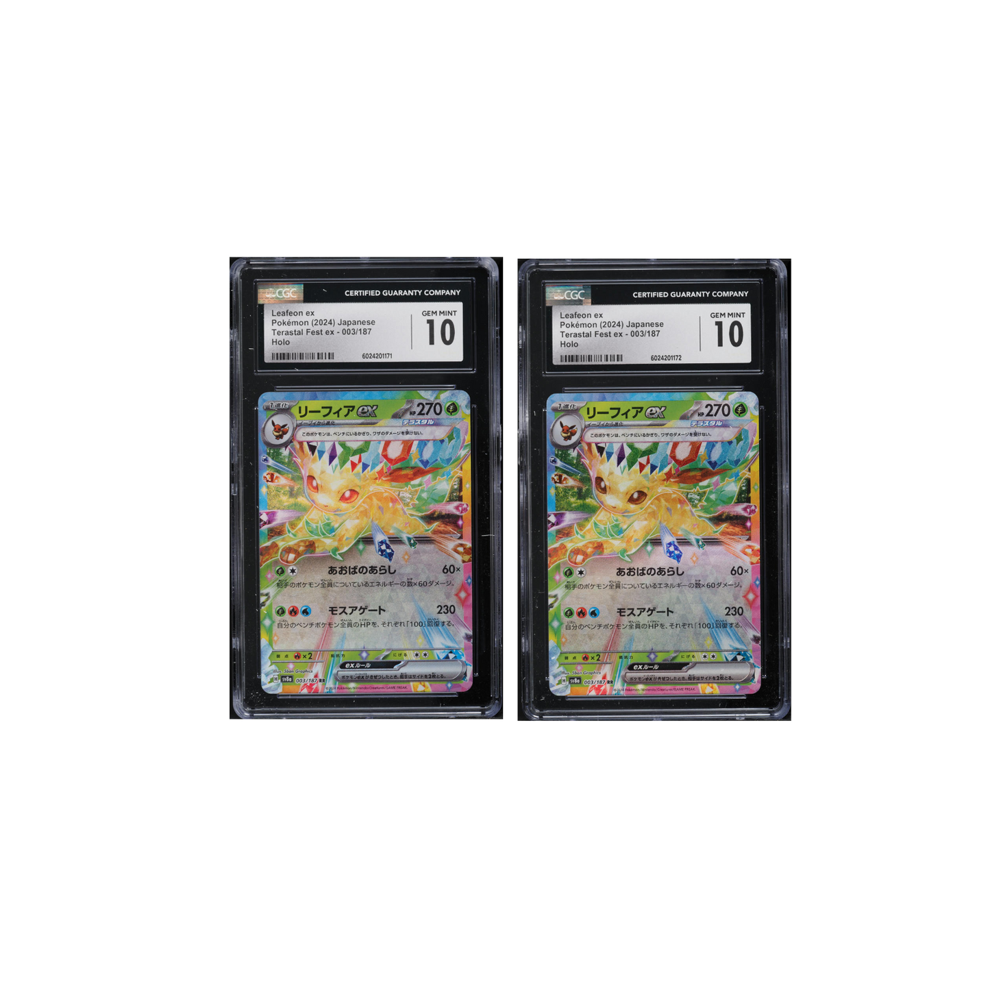 TWO CGC 10 Leafeon ex Holo 003 Terastal Fest Ex Japanese Pokemon Sequential