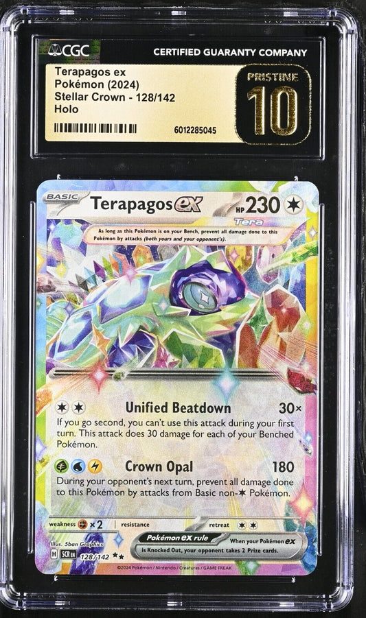 CGC PRISTINE 10 Terapagos ex 128/142 Stellar Crown Pokemon Card LOW POP 1 of 22
