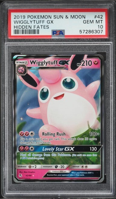 2019 Pokemon Hidden Fates Sun and Moon Wigglytuff GX #42 PSA 10 Gem Mint