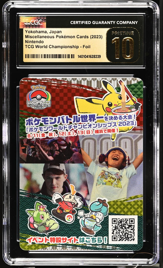 CGC 10 Pristine Pokemon Yokohama Japan 2023 World Championship Holo Deck Insert