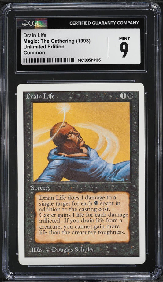 CGC 9 Unlimited Drain Life 1993 Magic the Gathering MTG Unlimited CGC 9 MINT