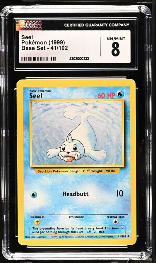 Pokemon Seel 1999 Base Set CGC 8 NM/Mint 41/102 Pokémon TCG