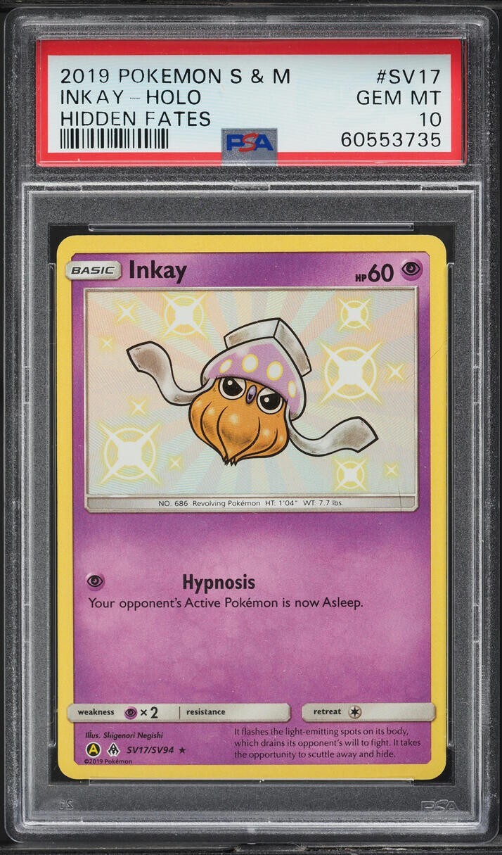 2019 POKEMON SUN & MOON HIDDEN FATES #SV17 INKAY PSA 10 HOLO 4 SEQUENTIAL CARDS