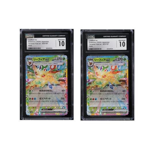 TWO CGC 10 Leafeon ex Holo 003 Terastal Fest Ex Japanese Pokemon Sequential