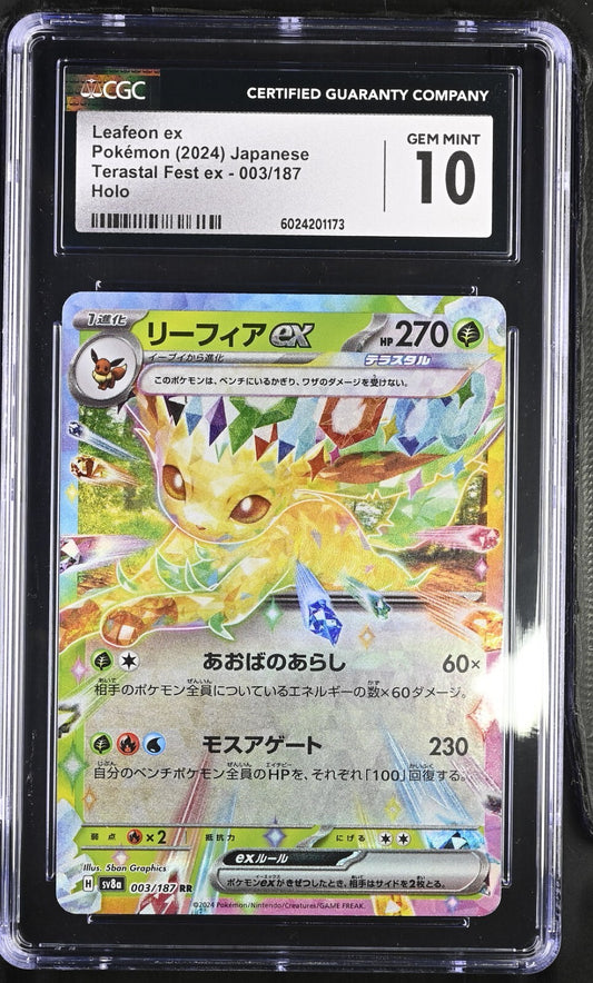 CGC 10 Leafeon Ex 003/187 HOLO Terastal Festival Pokemon Card