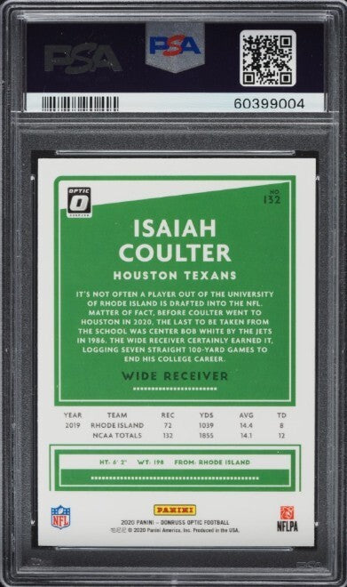 2020 Panini Donruss Optic Isaiah Coulter RC Rookie Card #132 PSA 10