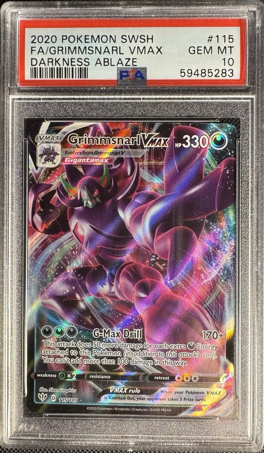 POKEMON 2020 Darkness Ablaze Full Art GRIMMSNARL VMAX #115 PSA 10 Gem Mint