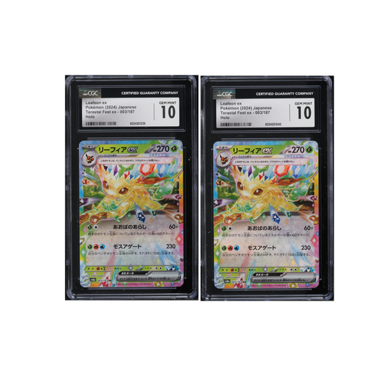TWO CGC 10 Leafeon ex Holo 003 Terastal Fest Ex Japanese Pokemon Sequential