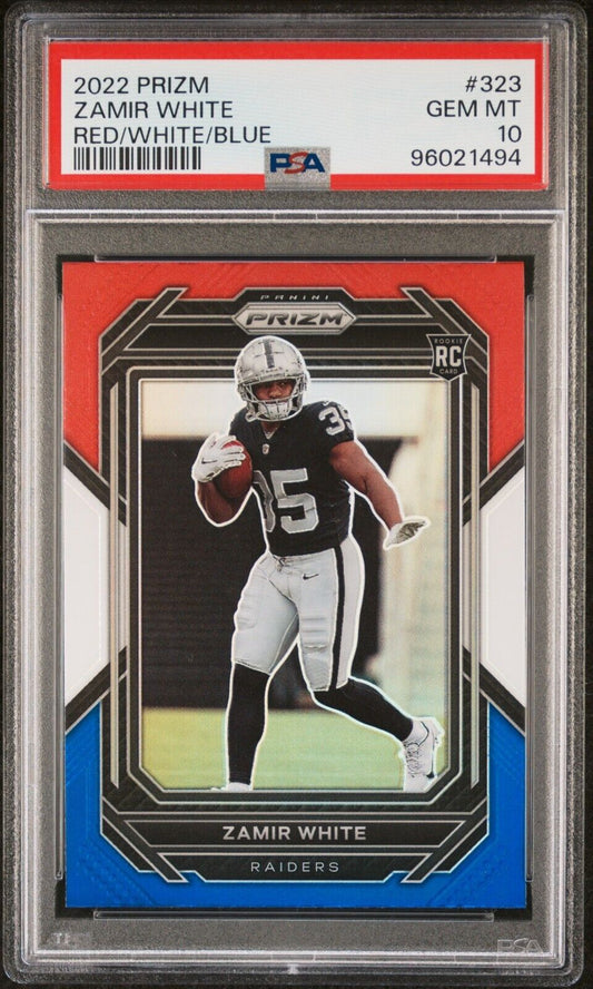 2022 Prizm Red White Blue #323 Zamir White RC Rookie Card PSA 10