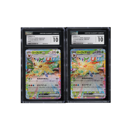 TWO CGC 10 Leafeon ex Holo 003 Terastal Fest Ex Japanese Pokemon Sequential