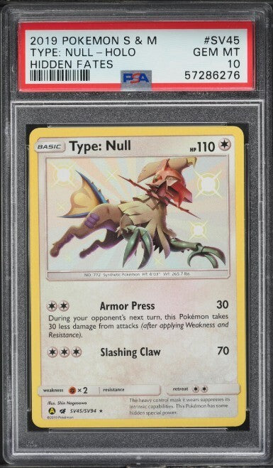 Pokemon 2019 Hidden Fates #SV45 Shiny Type: Null Holo PSA 10 GEM MT