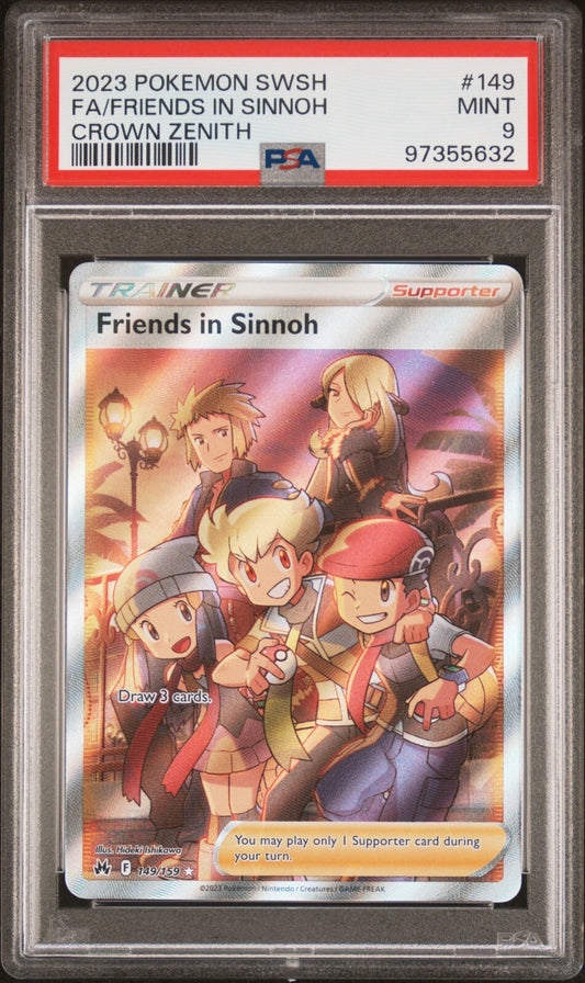 2023 POKEMON SWORD & SHIELD CROWN ZENITH #149 FULL ART/FRIENDS IN SINNOH PSA 9