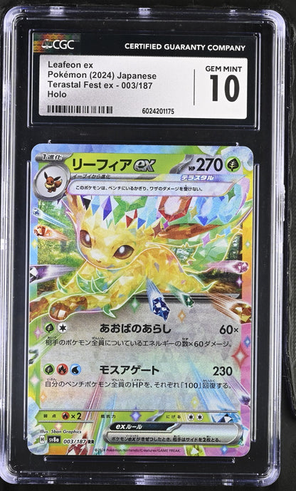 TWO CGC 10 Leafeon ex Holo 003 Terastal Fest Ex Japanese Pokemon Sequential