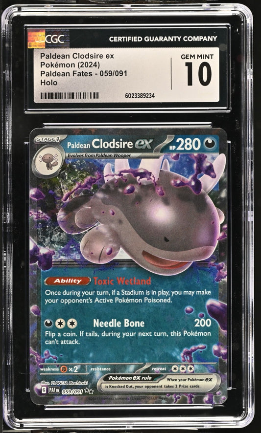 2024 Pokemon English Paldean Fates Paldean Clodsire EX 059/091 CGC 10 GEM MINT