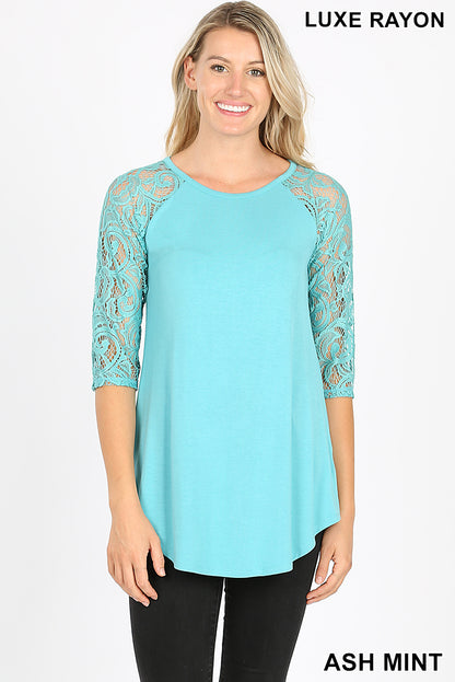 Luxe Lace Half Sleeve Round Neck Top