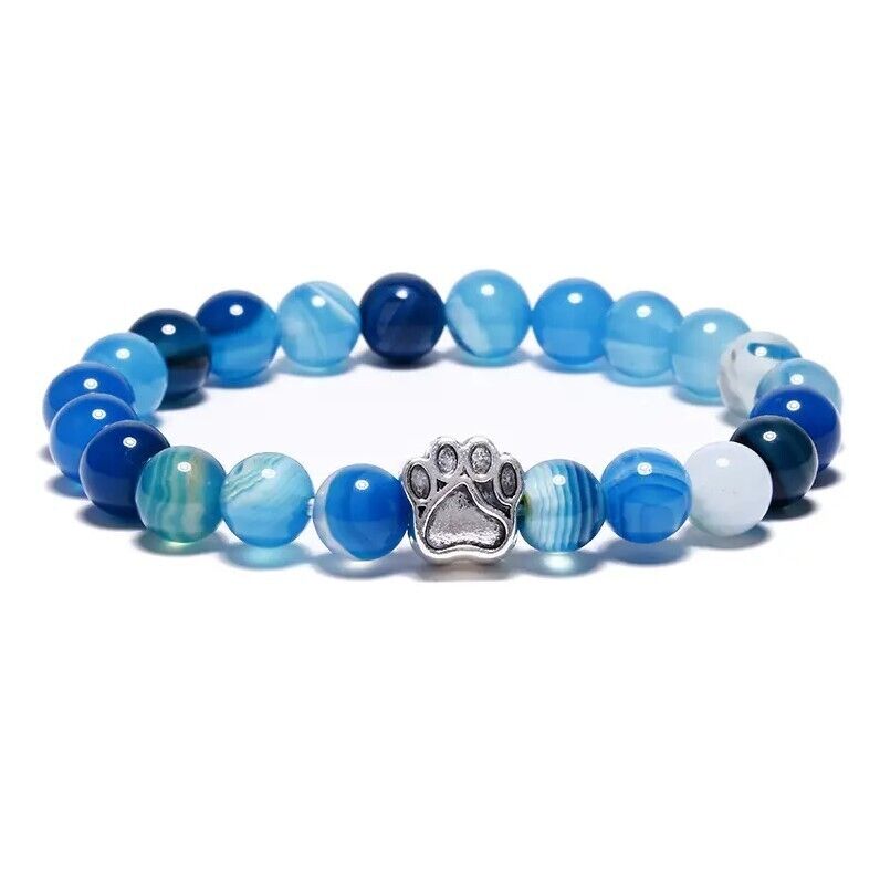 Paw Print Charm Bead Bracelet