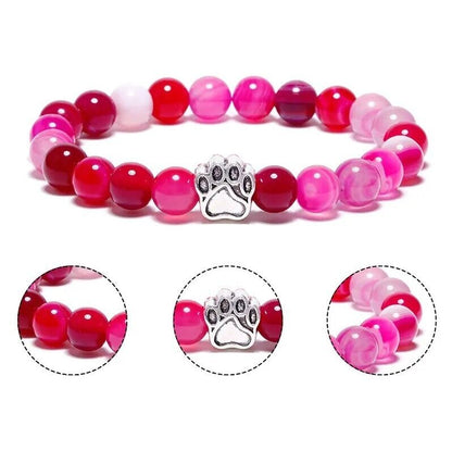 Paw Print Charm Bead Bracelet